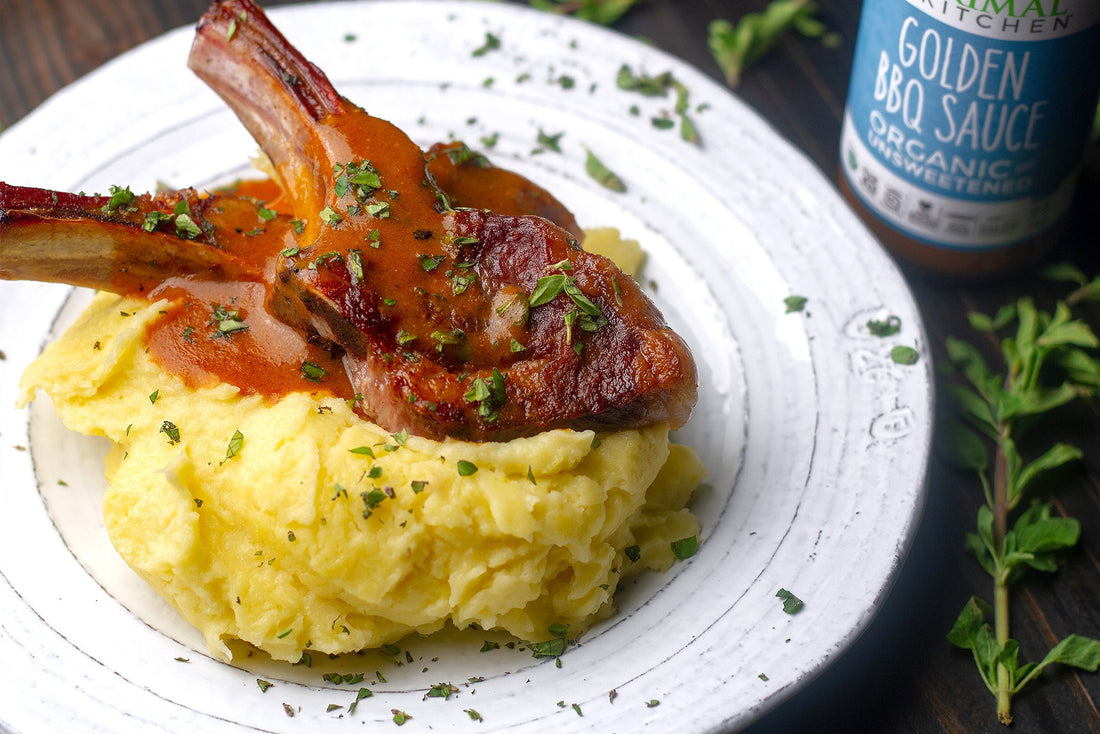 Lamb Chops with BBQ Gravy and Mashed Potatoes