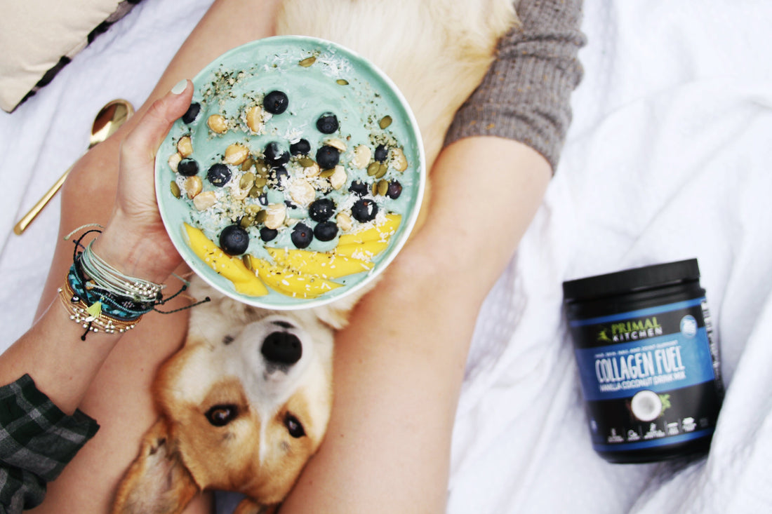 Tropical Vanilla Coconut Collagen Smoothie Bowl with Pura Vida Bracelets