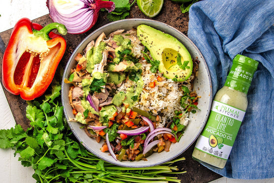 Tex Mex Chicken Burrito Bowl with Cilantro Lime Dressing