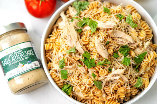 Gluten-Free Fusilli with Chicken and Garlic Alfredo Sauce