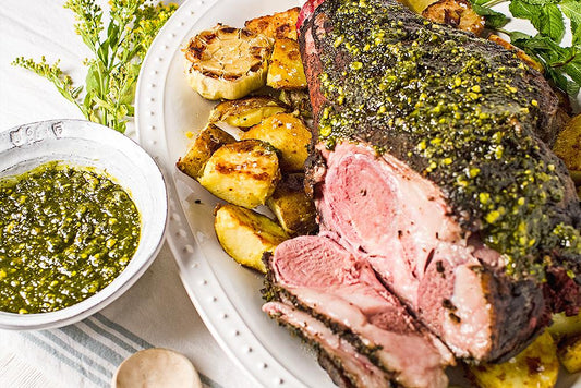 Leg of Lamb with Pistachio Pesto