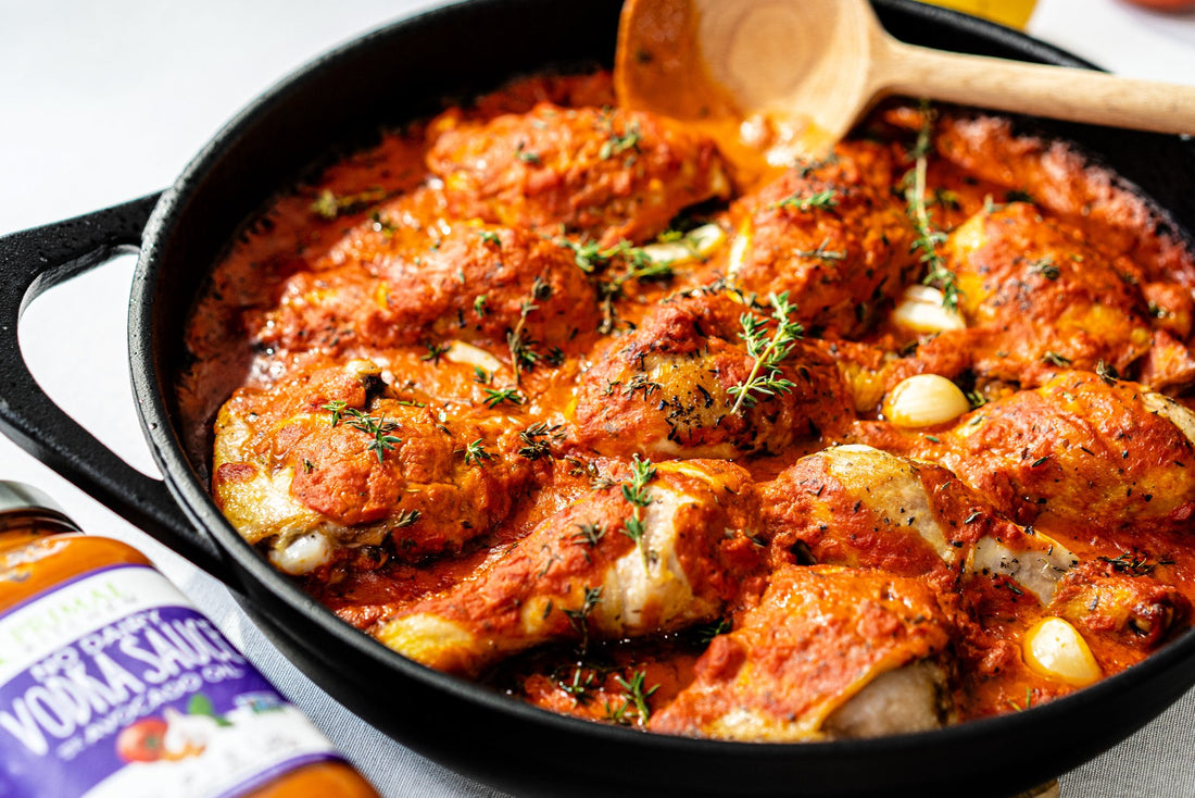 Chicken Thighs with No-Dairy Vodka Sauce
